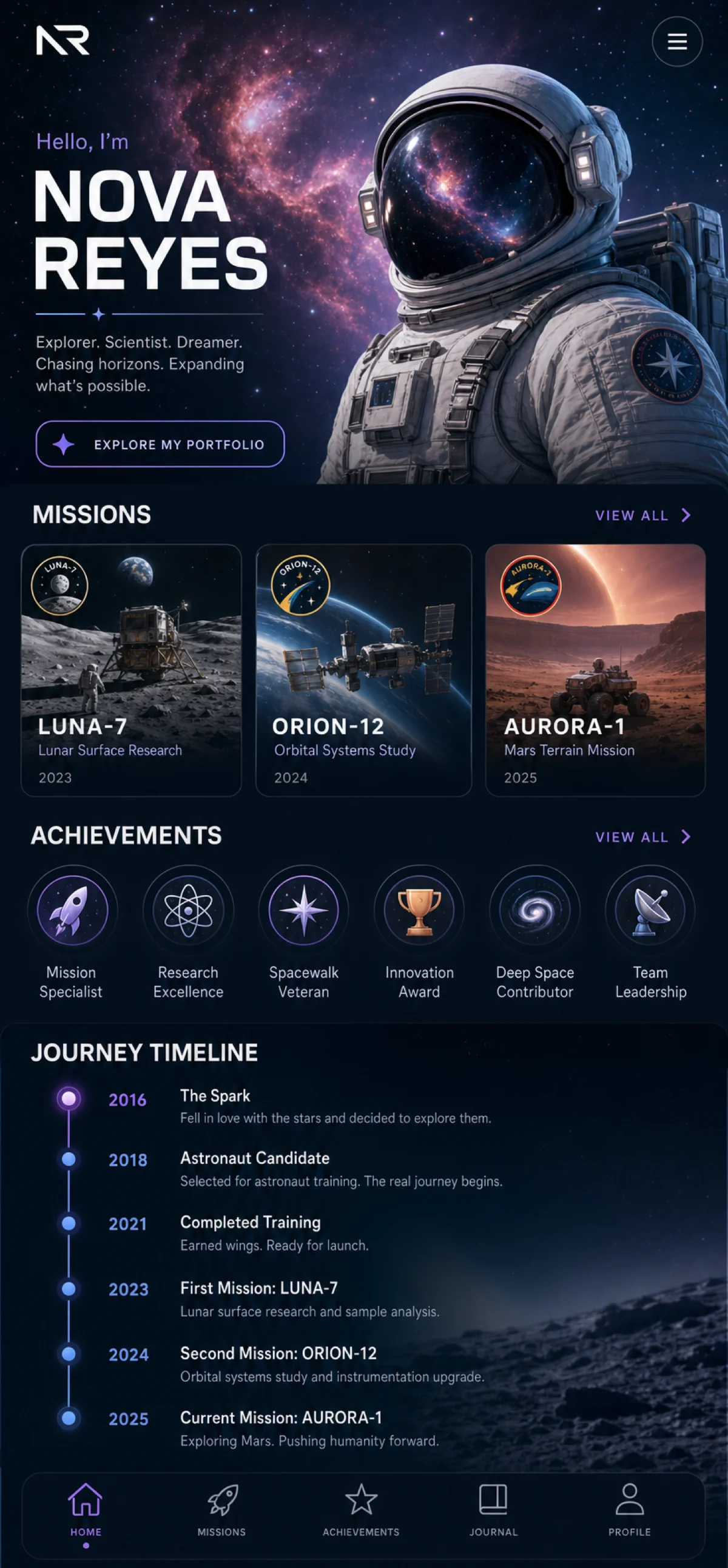Astronot portfolyosu örneği