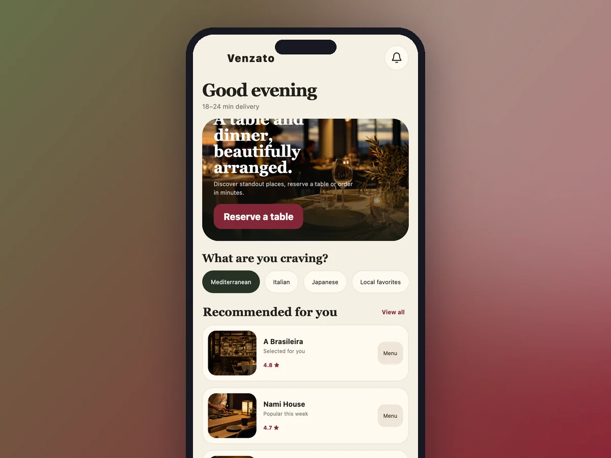 Vorlagenvorschau: Restaurantbestellung